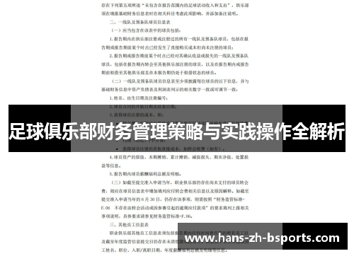 足球俱乐部财务管理策略与实践操作全解析 足球俱乐部财务管理策略与实践操作全解析